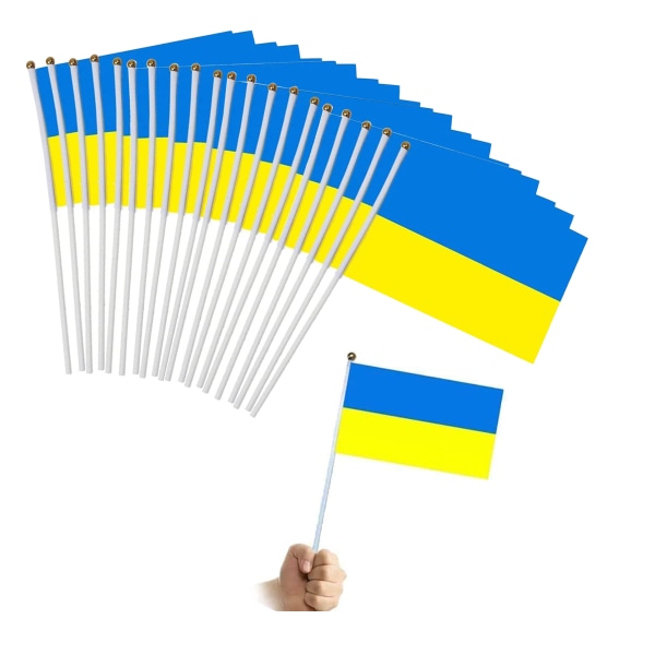 Ukrainsk flag lille - 20 stk. Mini ukrainsk flag bordplade