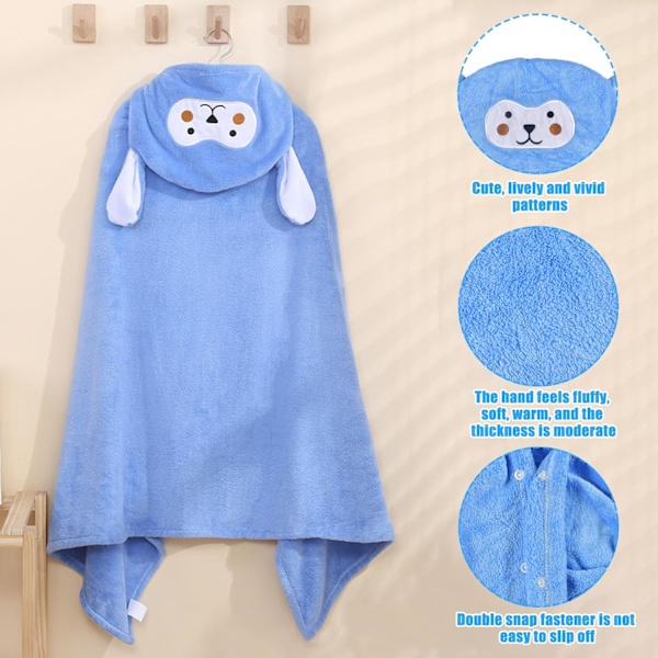 (Blå) Baby Badekåbe 3Pcs Baby Badehåndklæde Baby Dreng Badekåbe Frottehåndklæde, Blød & Stærk Absorption,