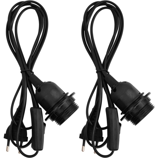 (Black)2 Pieces Lamp Holder for E27 Bulb, E27 Socket with Switch,