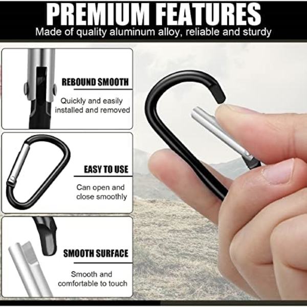 180 st  Små Aluminiumklämmor Nyckelring Spänne Klämma Bulk Mini Aluminium D-Ring Form Liten Lås Fjäder Snap Hook