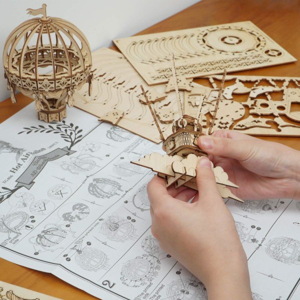 3D Træpuslespil Luftballon Model, Model til Voksne at Bygge, Hjemmekontor Dekoration Jul