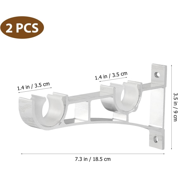 2 stk. gardinstangbeslag i aluminiumlegering dobbelt beslag gardin