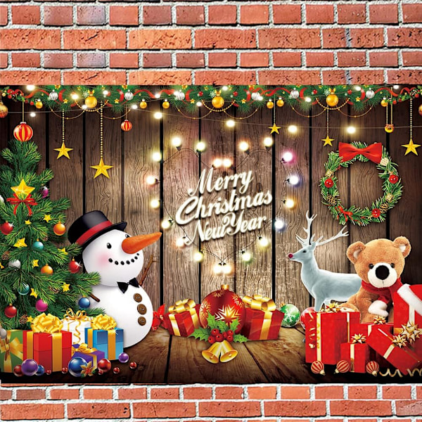 (Grön) 180x110 cm God Jul Party Bakgrundsskylt 71x47 tum. God Jul Fotobakgrundstyg Nyår Ev