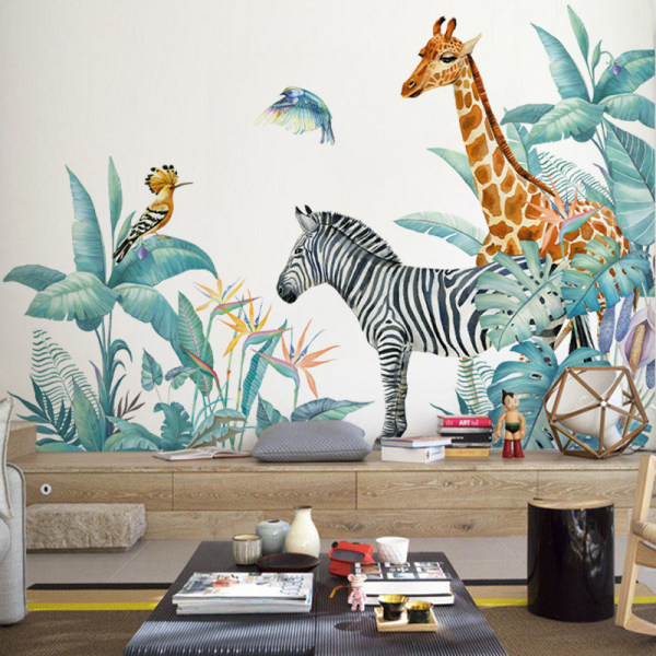Zebra giraf børneværelse layout vægklistermærker bedside d