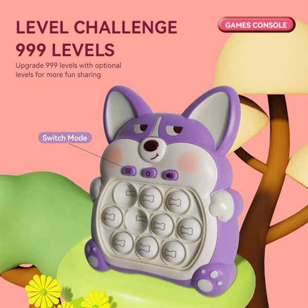 (Corgi Lila) Light Up Pop Fidget Sensoriska Leksaker Handhållen Spel,Pus