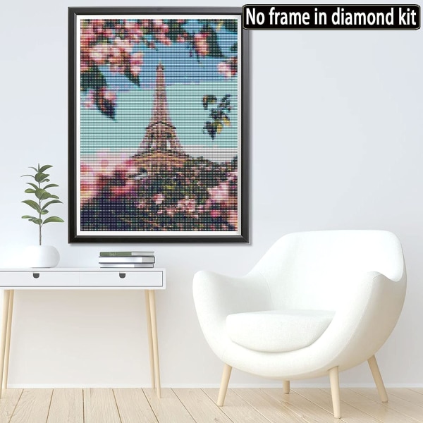 30×40cm 5D diamantmaleri Full Eiffeltårnet, DIY Diamond Embroi