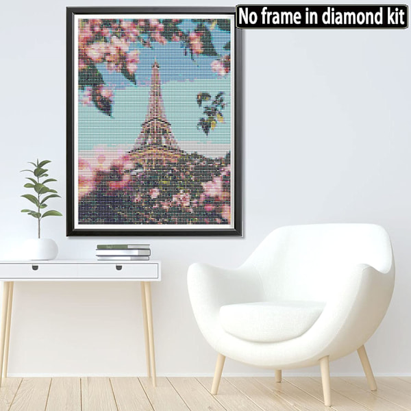 30×40cm 5D Diamantmålning Full Eiffeltorn, DIY Diamantbroderi