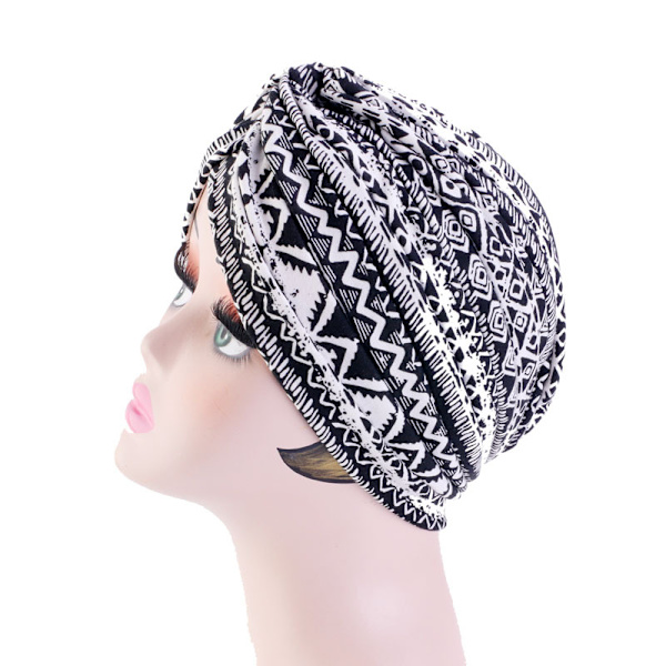 Chemo Headwear Huvudduk Scarf Beanie Hat Kvinnor Stretch Knot Front Turban Black