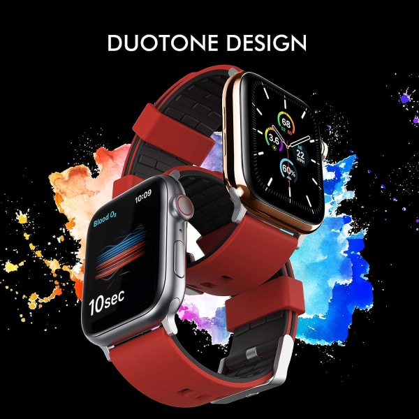 Rouge Duotone Bracelet pour Apple Watch 45mm 44mm 42mm, Bracele