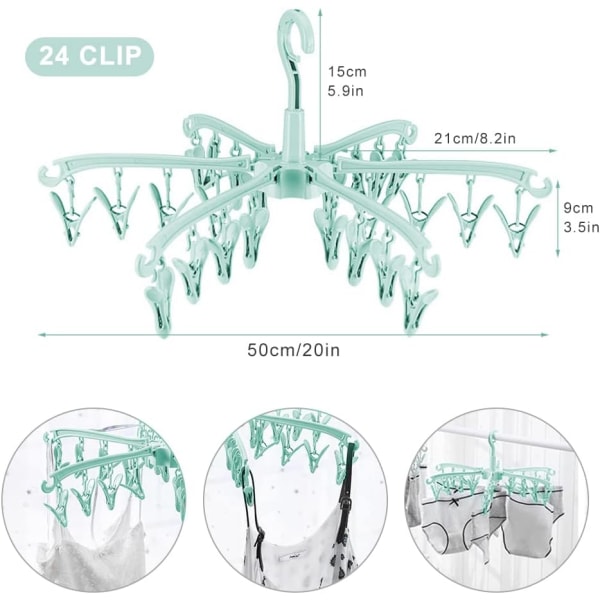 Indendørs udendørs tørrestativ til vasketøj, grøn 24 pinde foldbar H