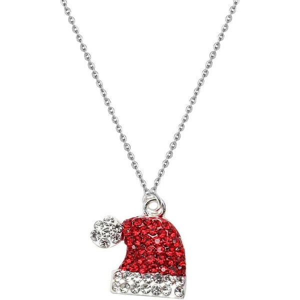 50×3×1cm Julegave Rhinestone Elg Stud Øreringe til Kvinder Rød Krystal Julemandshue Hængende Øreringe Halskæde Sæt