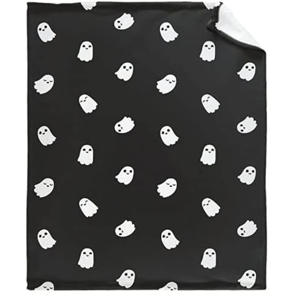Spök-Flanellfilt Dekor Mjuk Mysig Varm Fluffig Filt för Säng Soffa Resa Strand