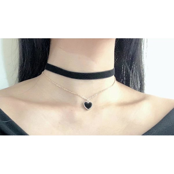 Hjerte Halskje Justerbar Rød Choker Klassisk Krage Halskjeder for Kvinner og Jenter Fløyel Chocker Halskje