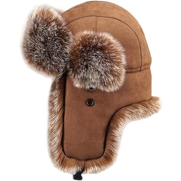 Unisex Chapka Semsket Faux Fur Trapper Hat Warm Anti Wind Ushanka R