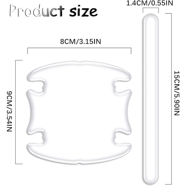 Dørhåndtakbeskytter for bil, universell, gjennomsiktig, 8 stk, for de fleste modeller