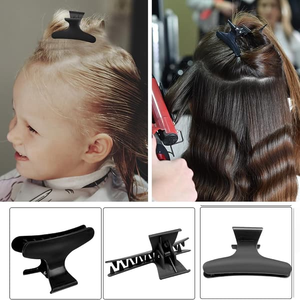 Sommerfugleklemmer Hårklemmer Pro Salon Hårklemmer til Styling, Opdeling, Klipning og Farvning Sort 12-pak