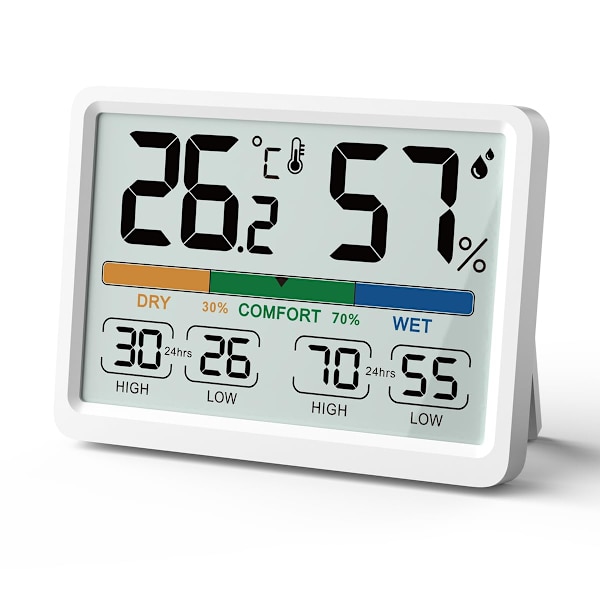 88x66x13mm, Indendørs Hygrometer Termometer - Digitalt indendørs termometer med maksimal og minimal historik