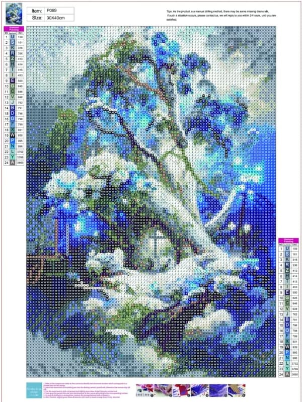 Timanttimaalaus taidepaketti, puumaalaus kuva 30 x 40 cm（A)