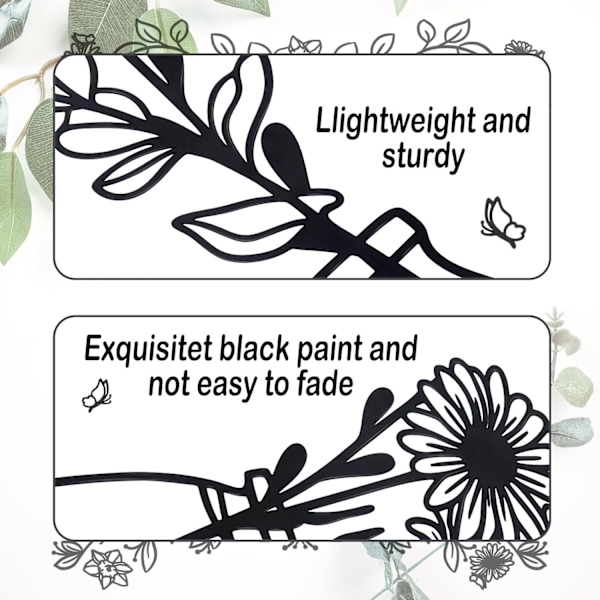 (Svart, Vas-A) 3 Delar Metall Blommor Väggkonst - Rustik Bondgårdsdekor Svart Minimalistisk Blomma Väggdekorationer för Vardagsrum Badrum Sovrum Matsal