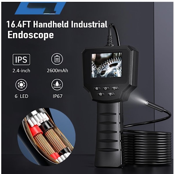 Industriell endoskop - 2,4 tums IPS-boreskop inspektionskamera,