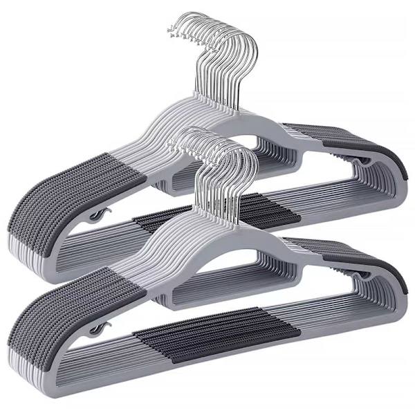 Pakke med 10 plastikbøjler, skridsikre, pladsbesparende, tykkelse 0,5 cm, længde 42 cm, 360°