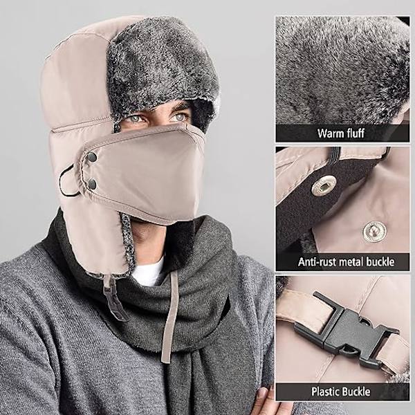 Vinterhatte til kvinder og mænd - Khaki, Vinterhat Trapper Hat