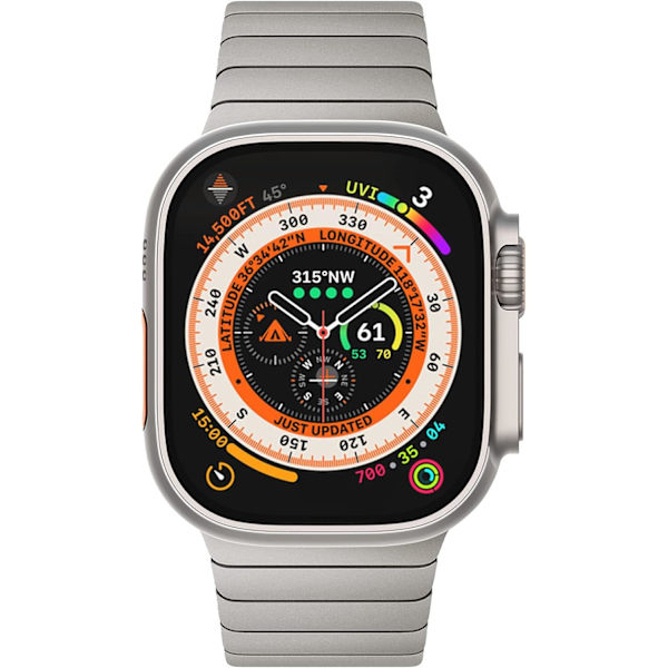 49mm 45mm 44mm 42mm Metallrem for Apple Watch, Solid rustfritt stål lenke erstatning black