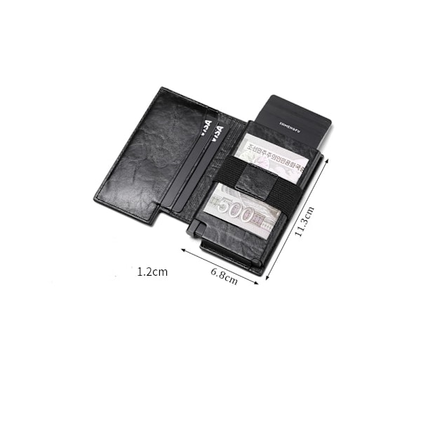 Herr - svart korthållare Anti Hacking RFID Bifold Läder Plånbok
