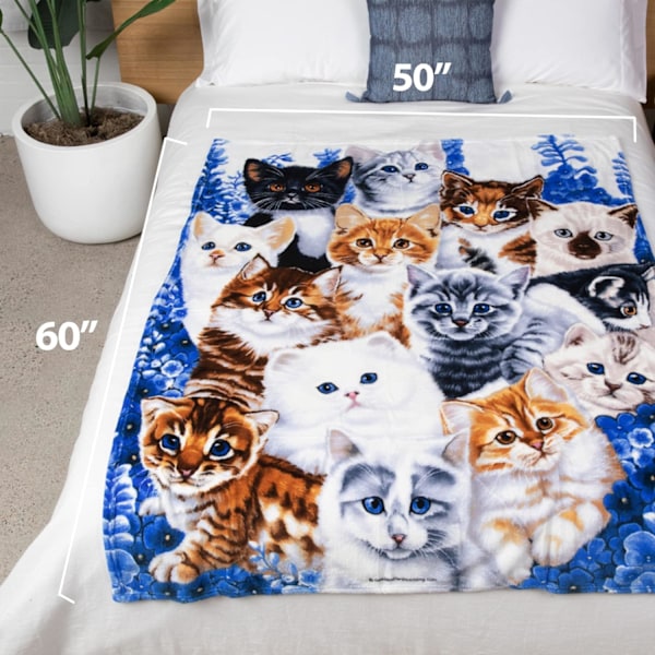 Collage Kitten Fleece Tæppe til Seng, 50\" x 60\" Fleece Tæppe til Unisex og Børn - Super Blødt Plys Kattetæppe