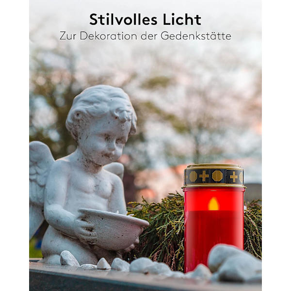 （6,5*12cm）LED-gravlykta med batteri/LED-gravlyktor utomhus/kyrkogård/gravlyktor/eterna