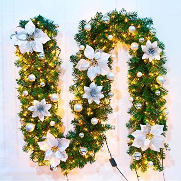 2,7 cm Hvid Julekrans Jule Rattan Kunstig Blomst Vine Planter Indendørs Udendørs Haveport Hjem Dekorationer