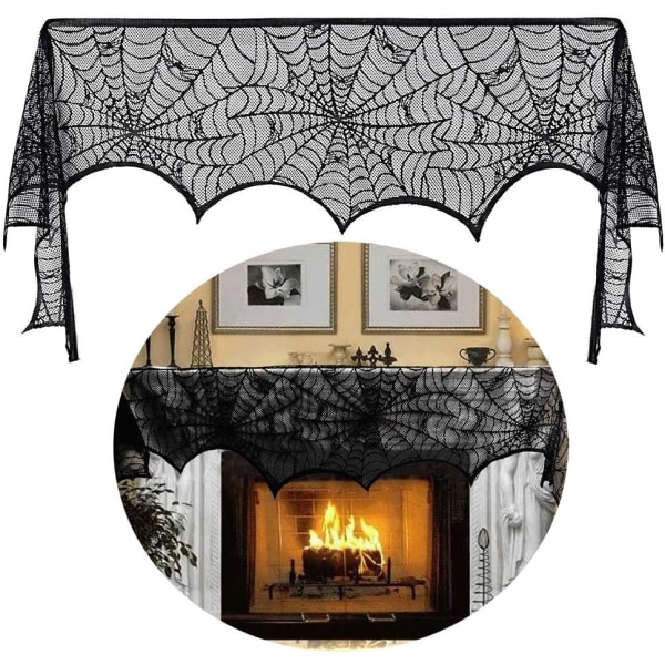(18 x 96 tommer)Halloween spindelvev peisdekorasjon, Spiderweb Ta