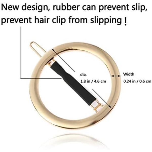 2 stk Minimalistiske Hårklipp for Kvinner og Jenter, Nydesignet Hul Høyre Sirkel Geometrisk Metall Hårklipp Bobby