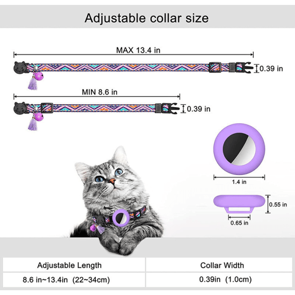 Collier Chat (S, Violet), Collier för Chat med Cloche Collier C