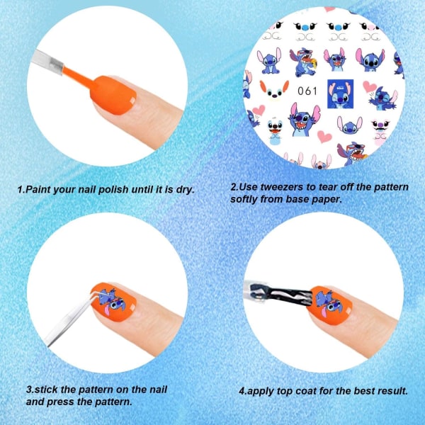 Cartoon Autocollant d'ongle 3 Feuilles Cartoon autocollants pour ongles pour enfants autocollants 3D