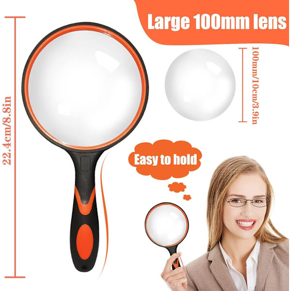 100mm lukulupi, suuri kannettava 10x suurennuslasi