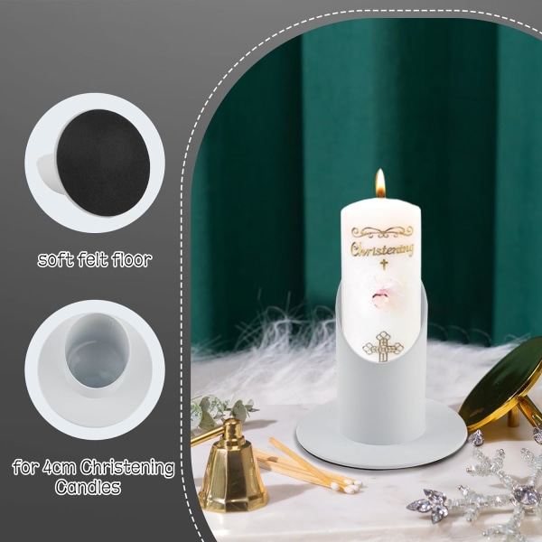 2 valkoista pidikettä set kynttilänjalkaa - Lre Co. Metallikynttilät 4 cm:n joulukynttilöille, uskonnollinen CAN