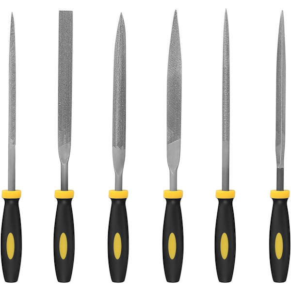6-delt sett med filer, filer og rasp, nålefiler, diamantraspfiler reparasjon for tre/metall/verksted/P