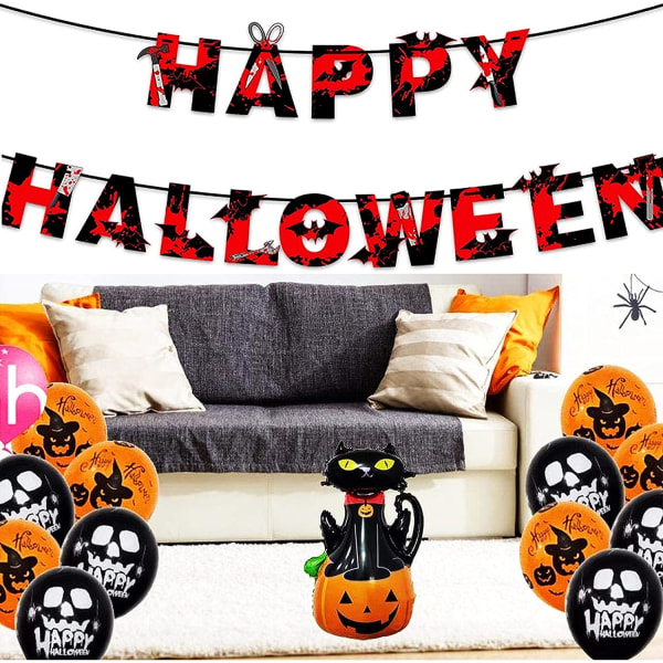 34 st Halloween-ballonger, Happy Halloween-ballong, Halloween-banderolldekoration, pumpaballong,