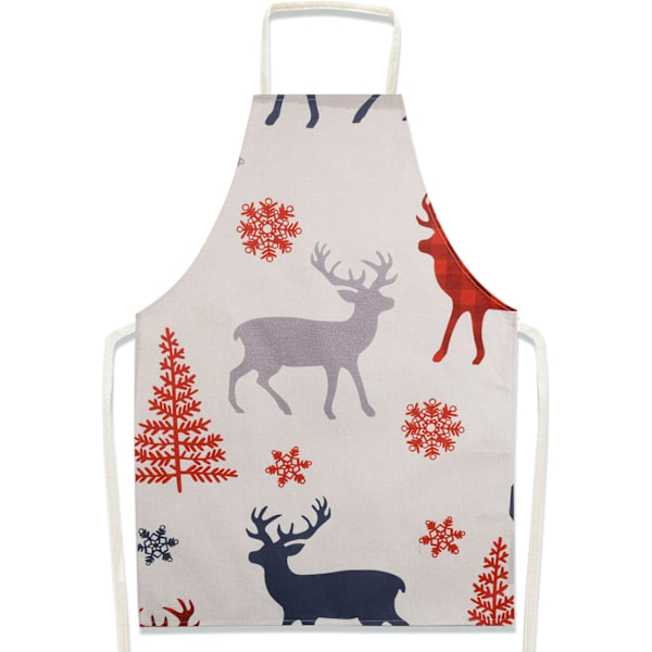 1 st julköksförkläde Vit God Jul Förkläde Nyhet Klassisk Linne Rensa Fir Tree Snöflinga Gammal Man Förkläde