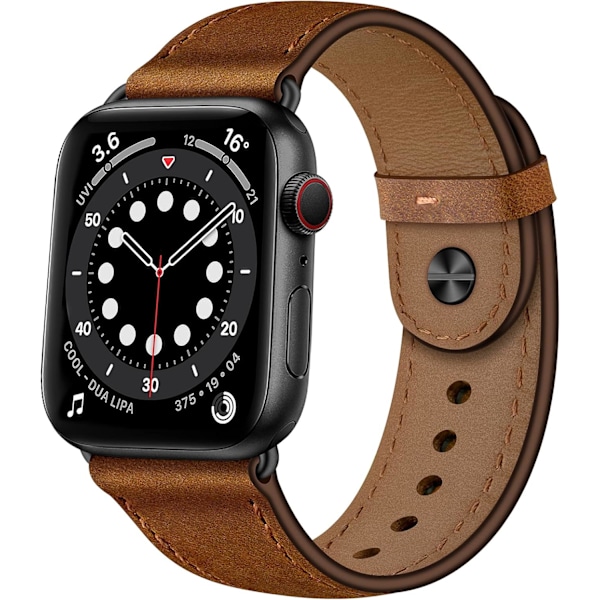 Kompatibel med Apple Watch Band 49mm 45mm 44mm 42mm 41mm 40mm 38mm, Ekte Lærreim for iWatch Ultra 2/1 SE