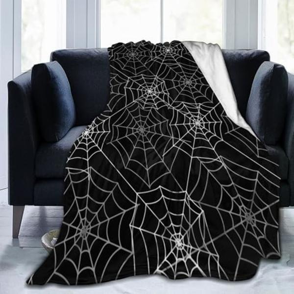 Spindelväv Halloween Goth Mönster Flanell Fleecefilt Ultra-Mjuk Fluffig Varm Pläd för Soffa Säng Alla Säsonger