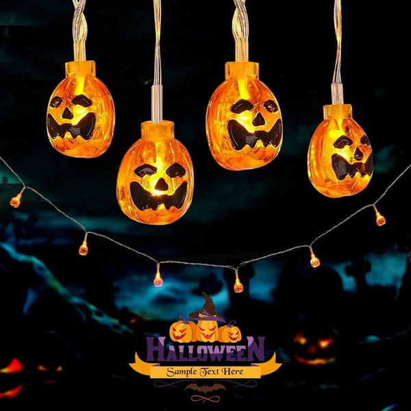Halloween-kurpitsakranssin koristekallo valot