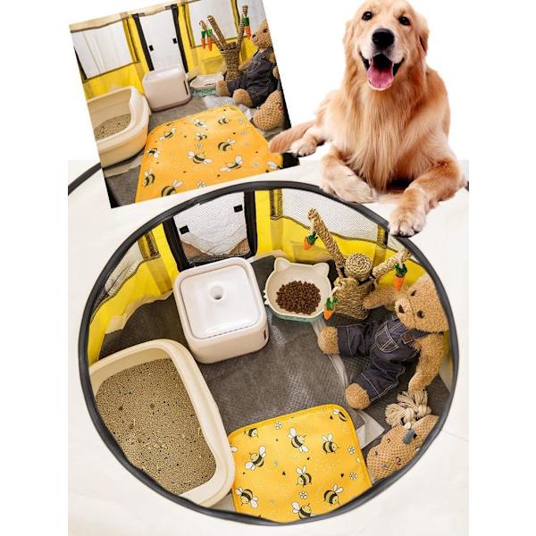 Foldbar rund indendørs hundegård (gul-S:70*70*40cm), telt