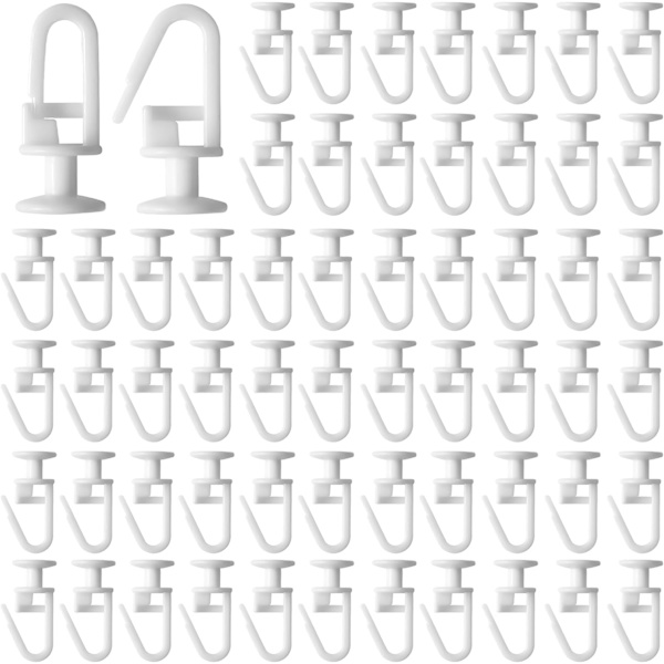 50 stk. Vindue Gardin Glide, 11mm Gardinskinne Kroge, Hvid Plastik Gardinskinne Kroge, Gardin Glide med Bøjlig