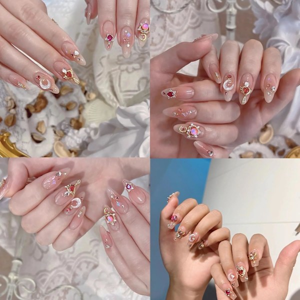 24 st Nagelberlocker Y2k Legering Nagelkonst Strassberlocker 3D Hjärta Stjärna Rosett med Strass Körsbär Nagelstenar Glänsande Smycken