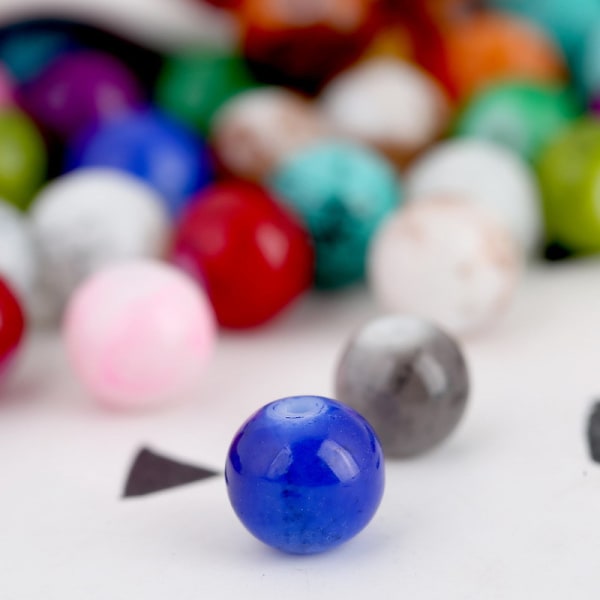 100 stk Blandede Farve Marmor Effekt Glasperler 8mm Runde Blandet