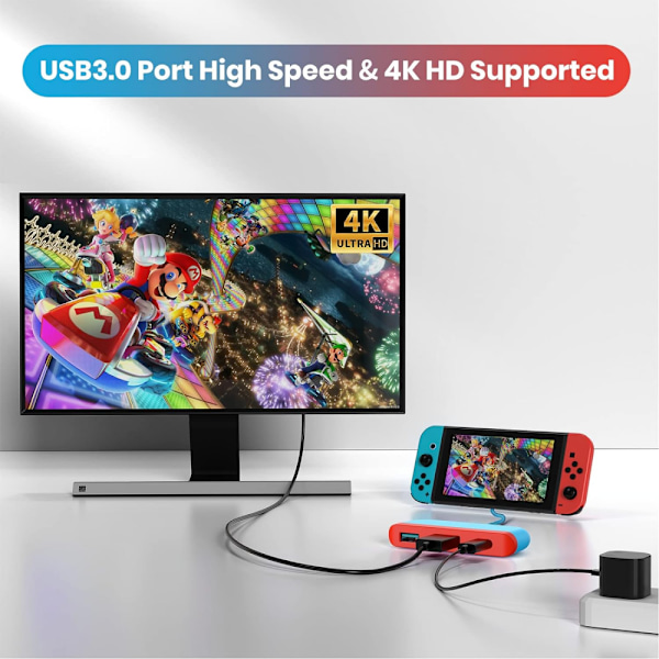 Dock för Nintendo Switch, Switch Dockningsstation för TV, Typ C till 4K HDMI Hub Switch TV-adapter