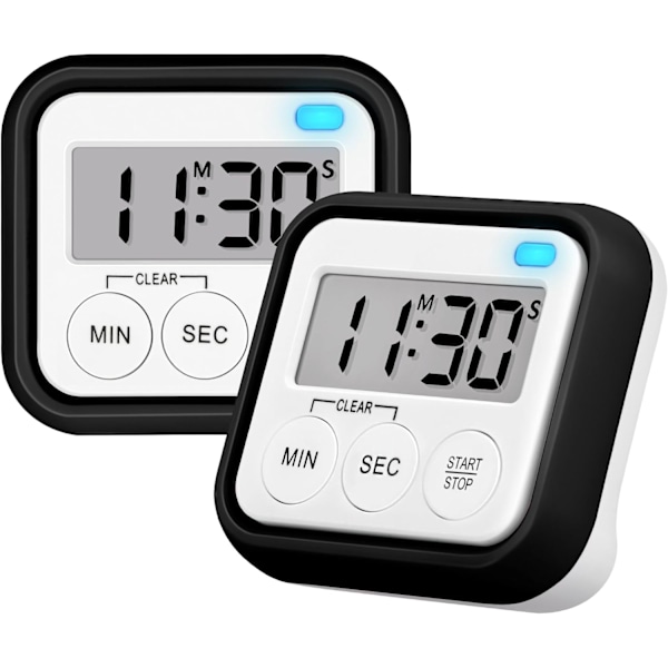 2 stycken Timer, Kök Timer, Matlagningsklass Timer, Barn Lärare Magnetisk Digital Timer Black