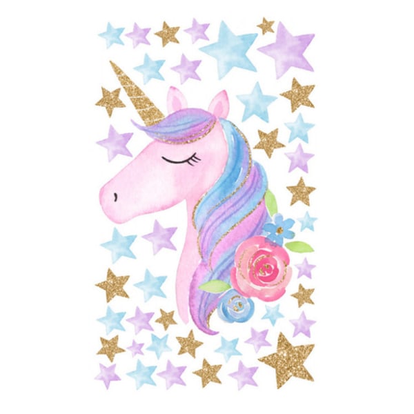 Blå Drøm Unicorn Vægsticker - Unicorn Sticker a